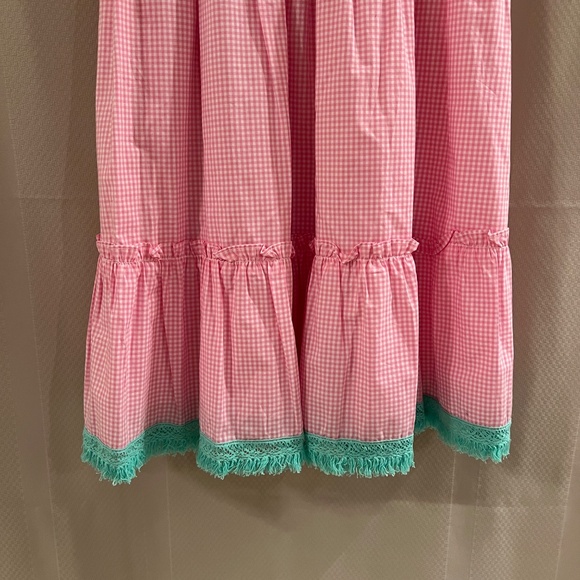 Sail to Sable Spaghetti Strap Smocked Dress Pink/White / Green Sz M NWOT - Picture 8 of 10